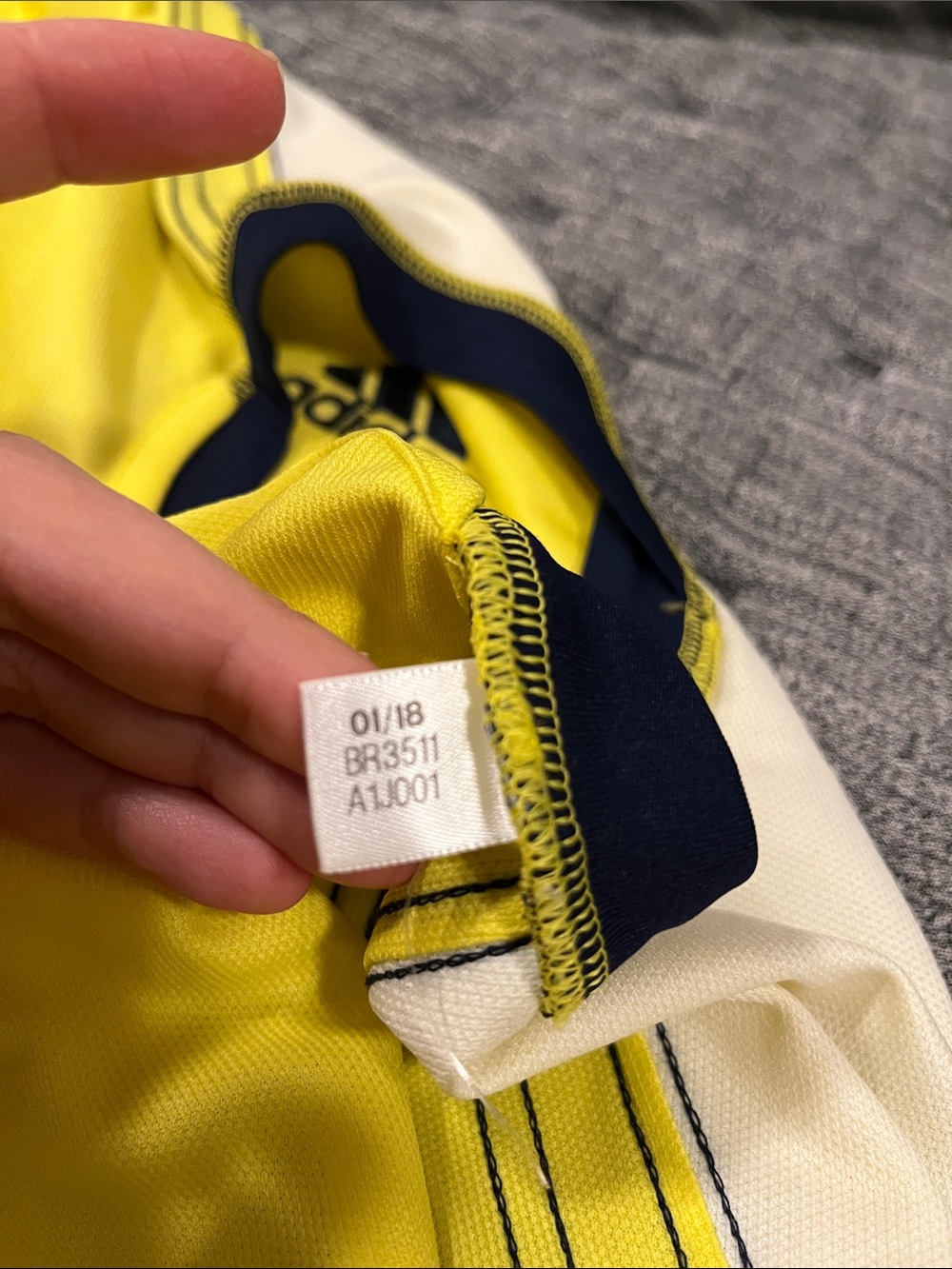 Addidas Man Colombia Yellow Soccer Jersey with Red & Navy Accents - Picture 5 of 6